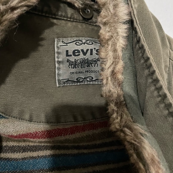 Levis Jacket Army Green Military Cargo Pockets Zip Snap Women's 6 - Picture 2 of 8
